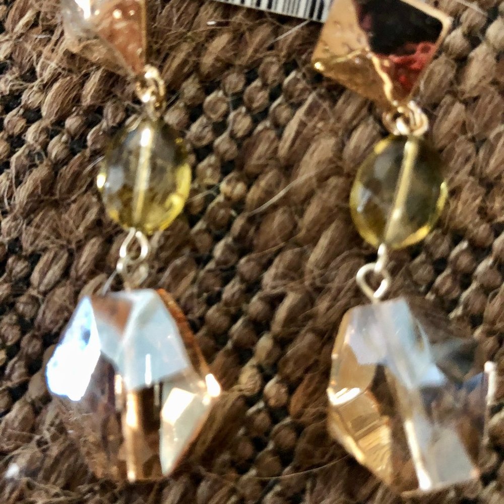Cache Earrings Faceted Crystals 2 1/4" Long Wedding Event Work Casual $32 NWT
